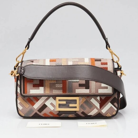 Fendi Ebano Multicolor FF Fabric/Leather Baguette Bag - 8BR600 - Picture 11 of 11
